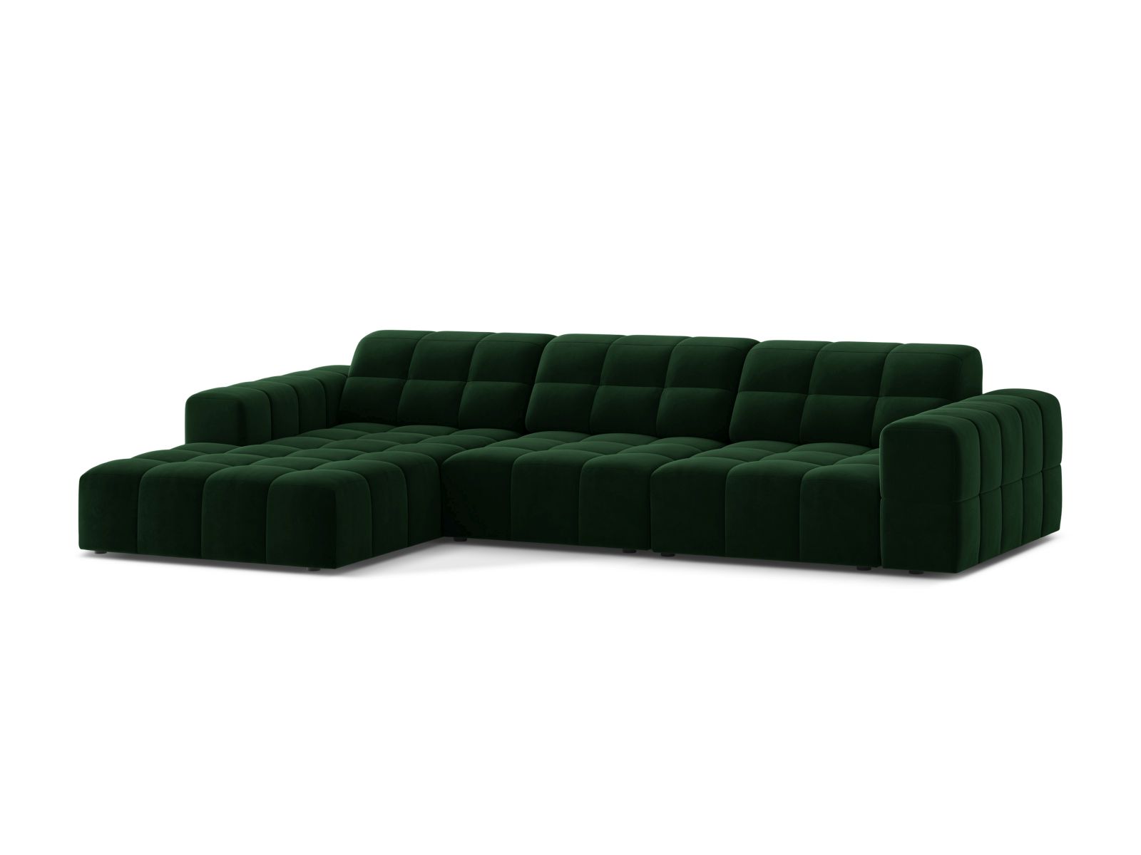 Velvet Left Corner Sofa, "Jennifer", 4 Seats, 294x167x78