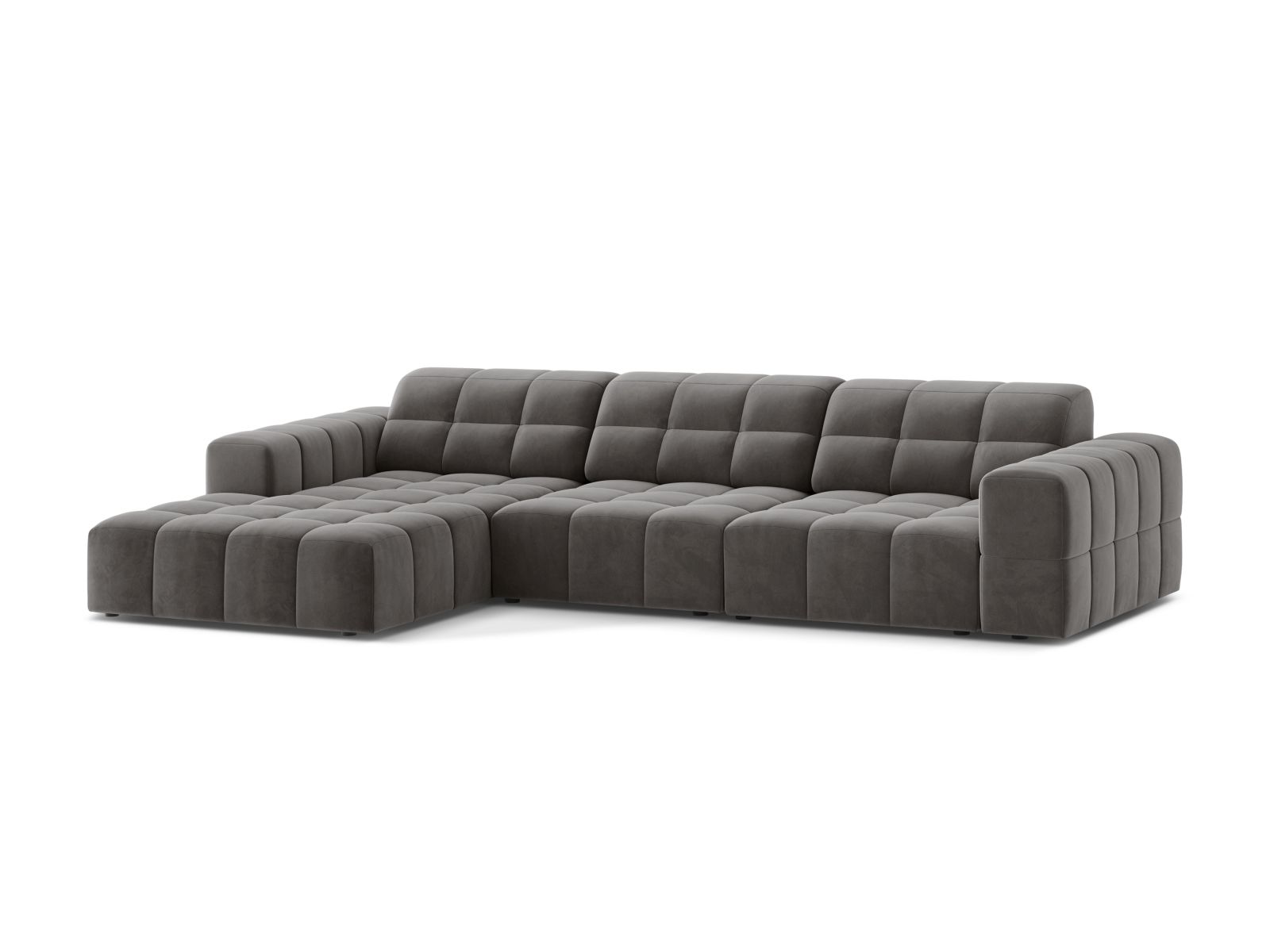 Velvet Left Corner Sofa, "Jennifer", 4 Seats, 294x167x78