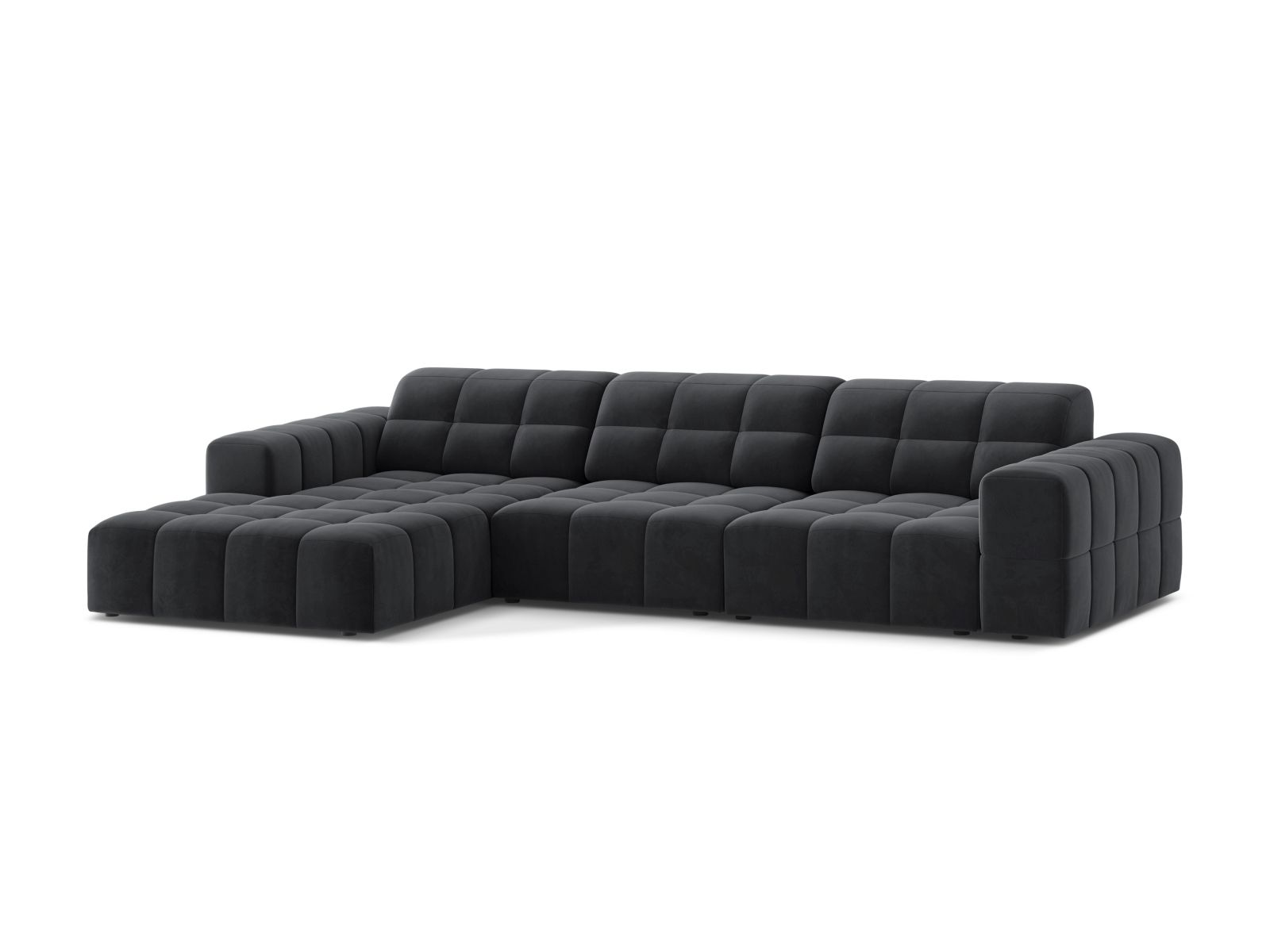Velvet Left Corner Sofa, "Jennifer", 4 Seats, 294x167x78