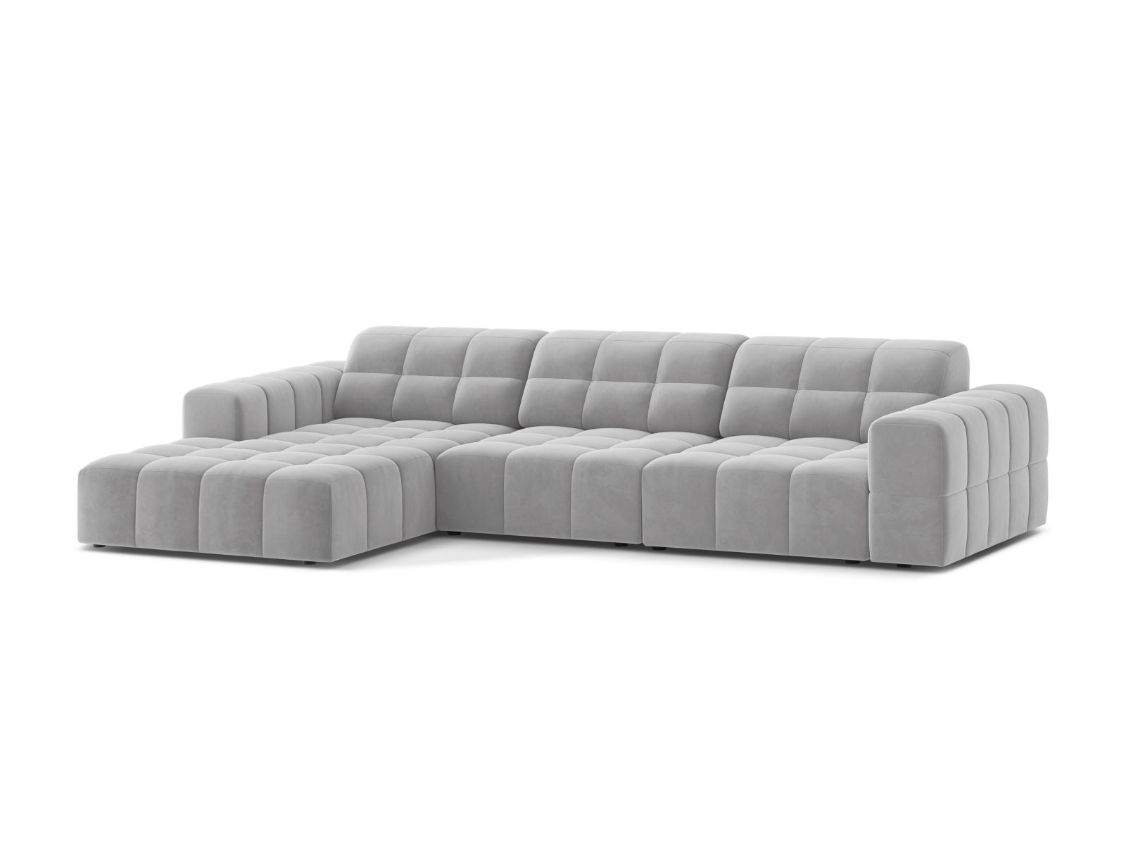Velvet Left Corner Sofa, "Jennifer", 4 Seats, 294x167x78