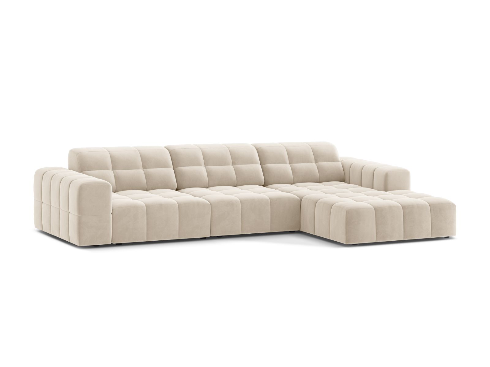 Velvet Right Corner Sofa, "Jennifer", 4 Seats, 294x167x78