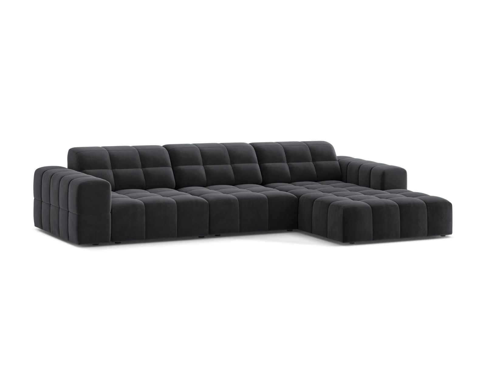Velvet Right Corner Sofa, "Jennifer", 4 Seats, 294x167x78