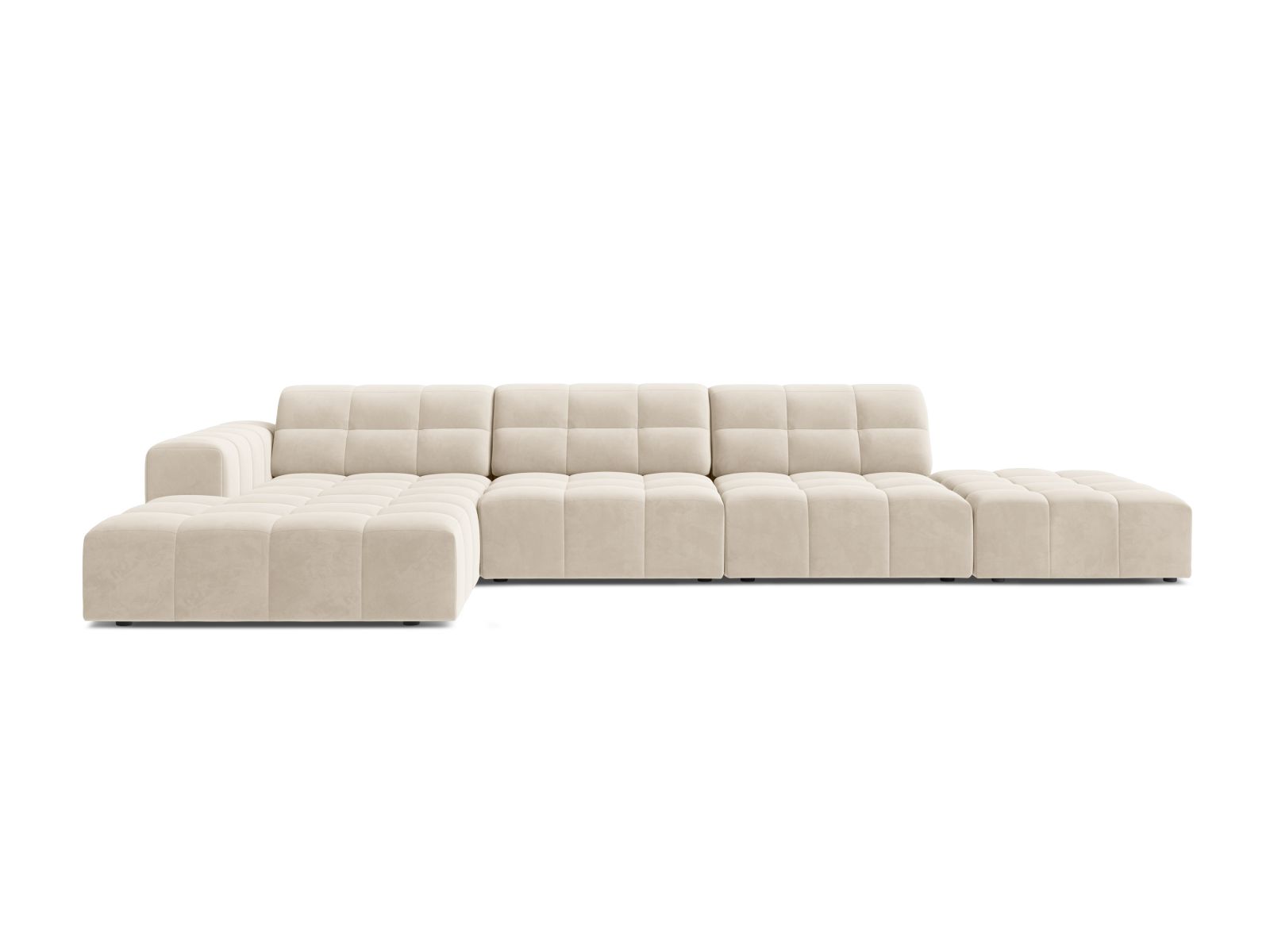 Velvet Left Corner Sofa, "Jennifer", 5 Seats, 348x167x78