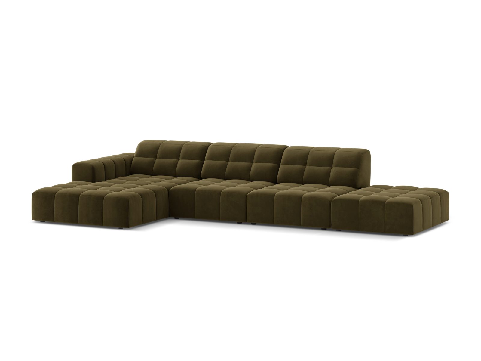 Velvet Left Corner Sofa, "Jennifer", 5 Seats, 348x167x78