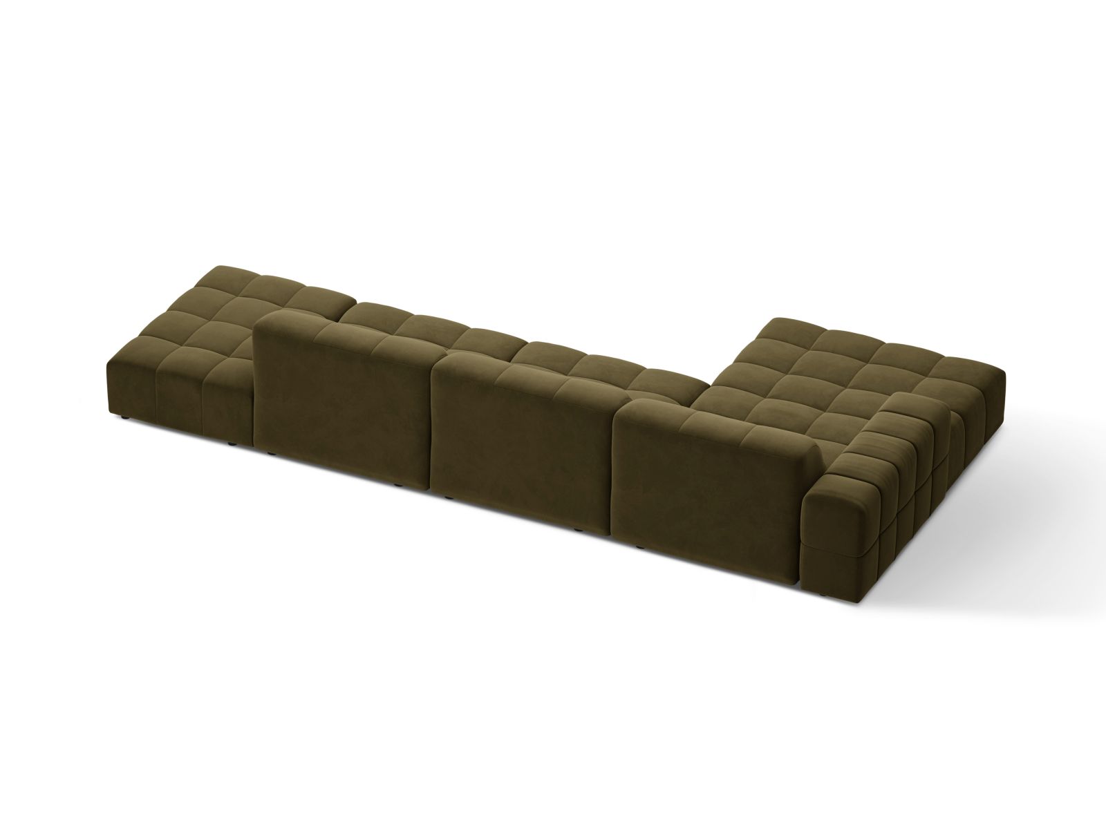 Velvet Left Corner Sofa, "Jennifer", 5 Seats, 348x167x78