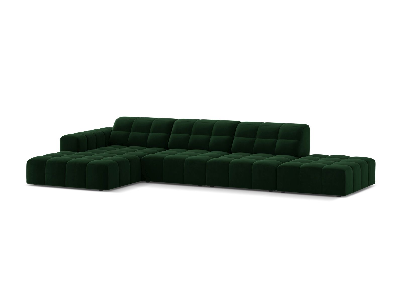 Velvet Left Corner Sofa, "Jennifer", 5 Seats, 348x167x78