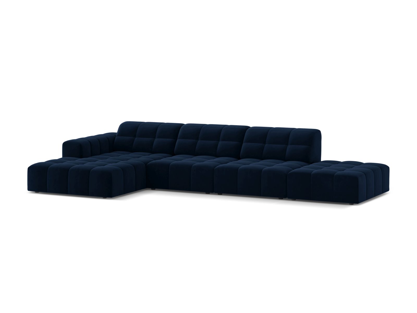 Velvet Left Corner Sofa, "Jennifer", 5 Seats, 348x167x78