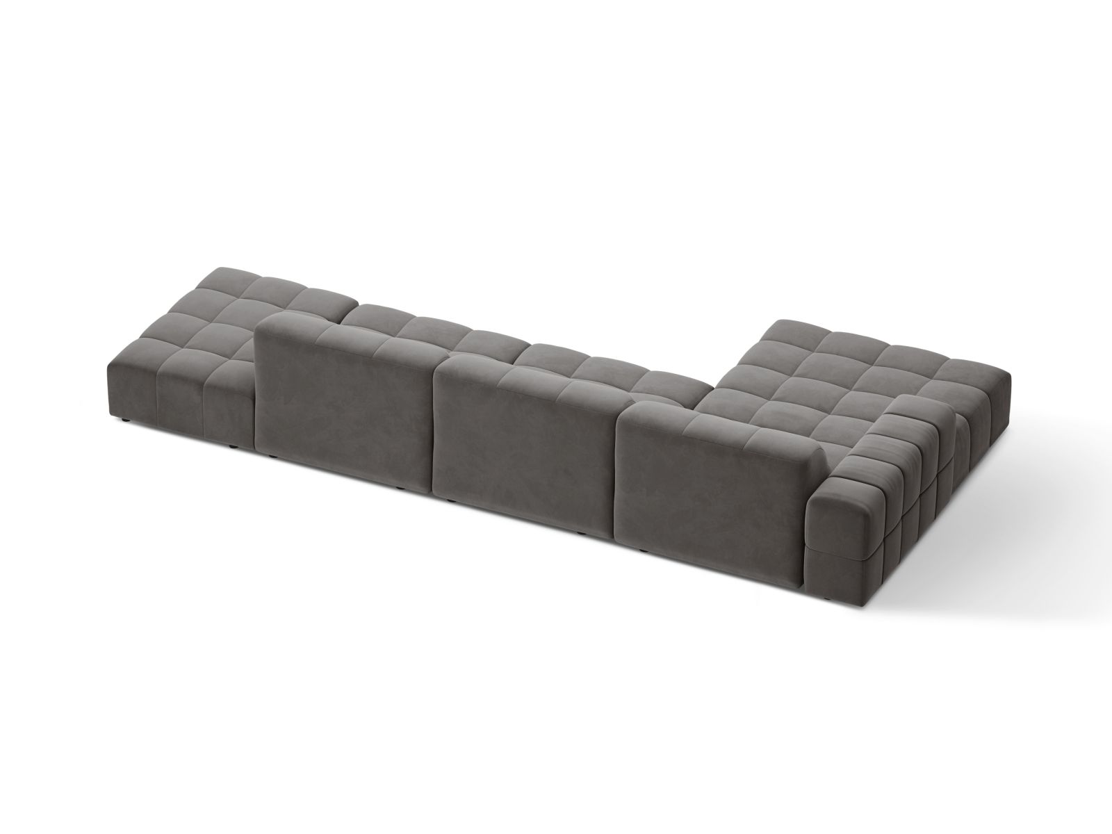 Velvet Left Corner Sofa, "Jennifer", 5 Seats, 348x167x78