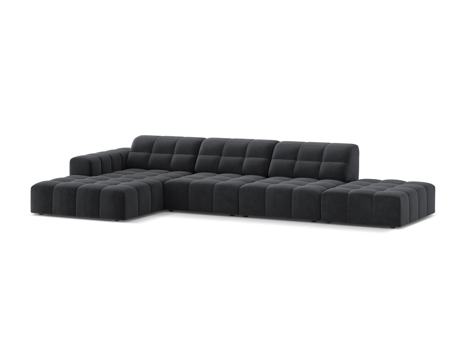 Velvet Left Corner Sofa, "Jennifer", 5 Seats, 348x167x78
