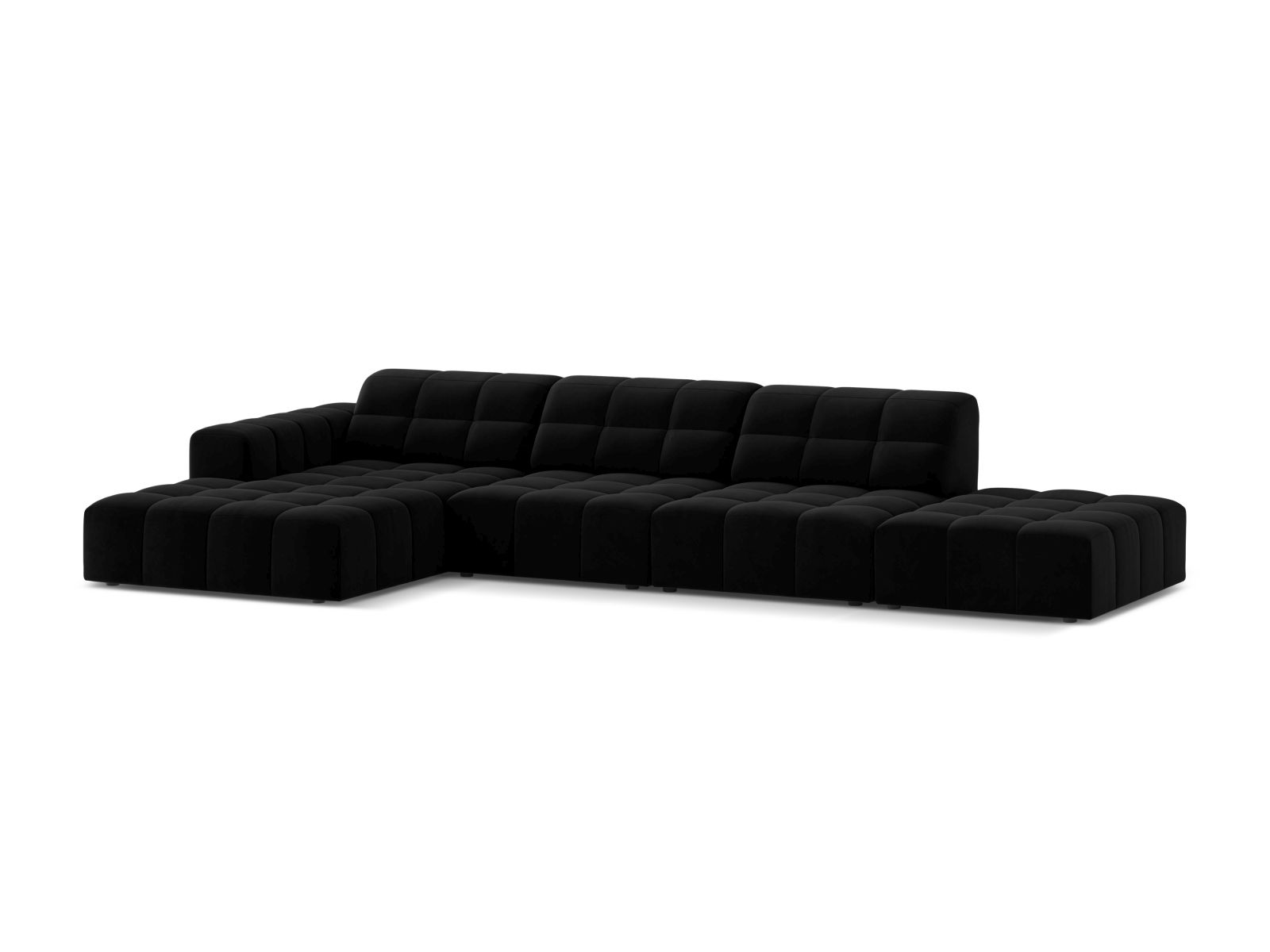 Velvet Left Corner Sofa, "Jennifer", 5 Seats, 348x167x78