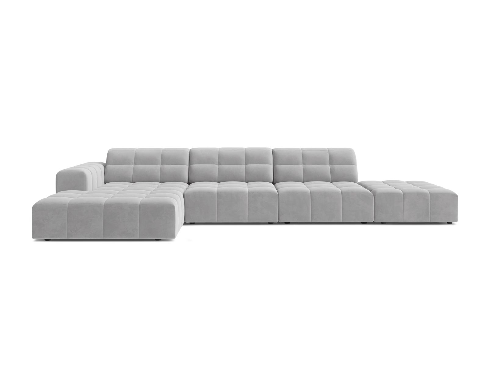 Velvet Left Corner Sofa, "Jennifer", 5 Seats, 348x167x78