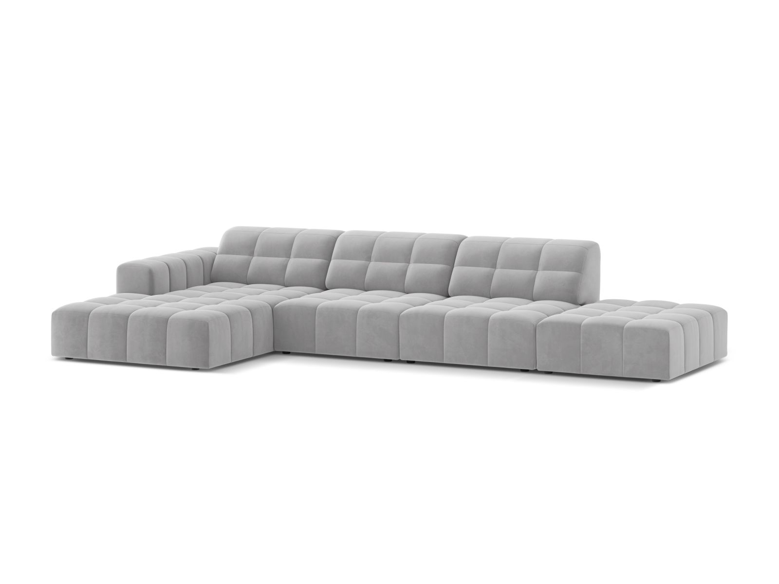 Velvet Left Corner Sofa, "Jennifer", 5 Seats, 348x167x78