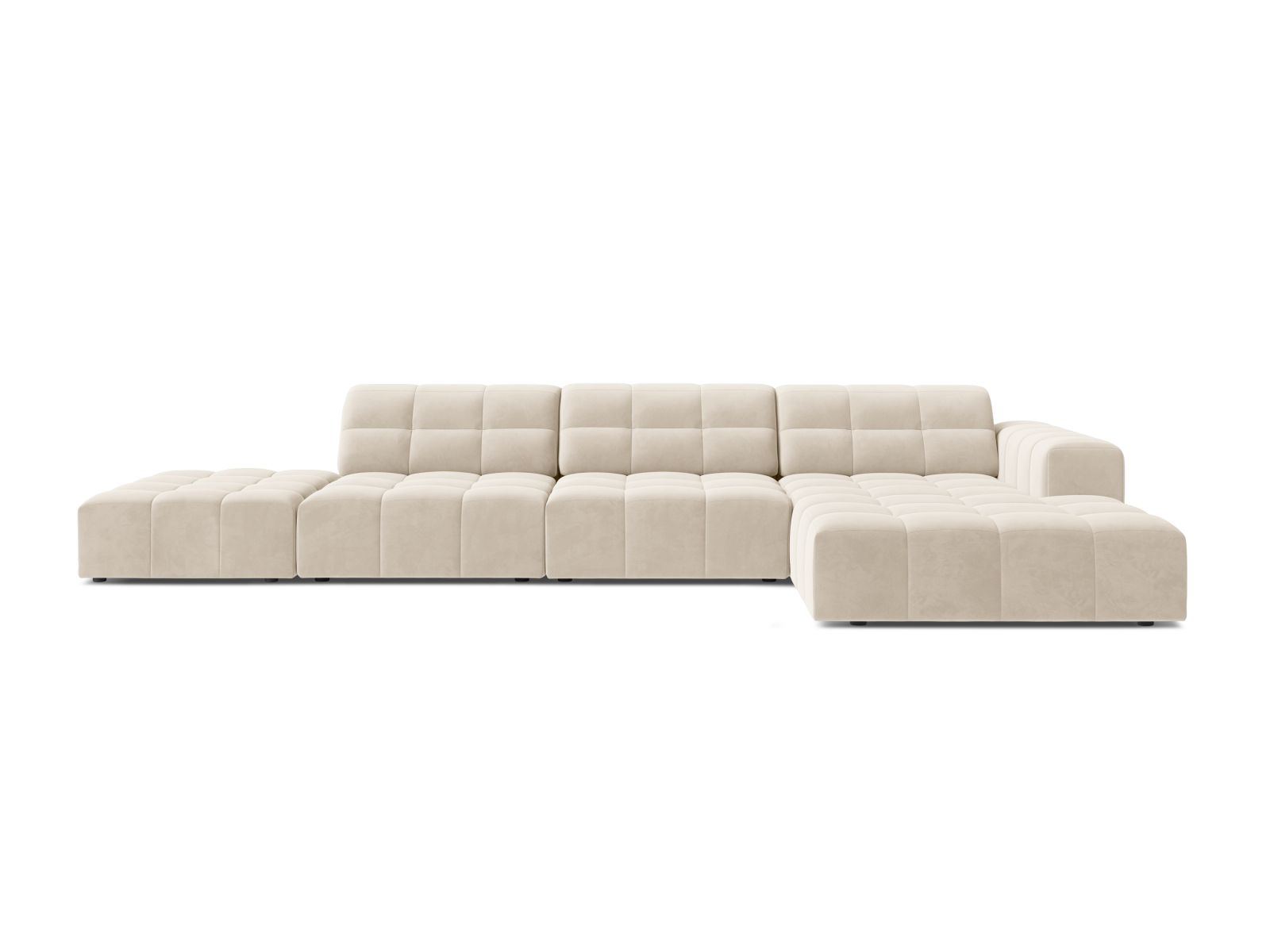 Velvet Right Corner Sofa, "Jennifer", 5 Seats, 348x167x78