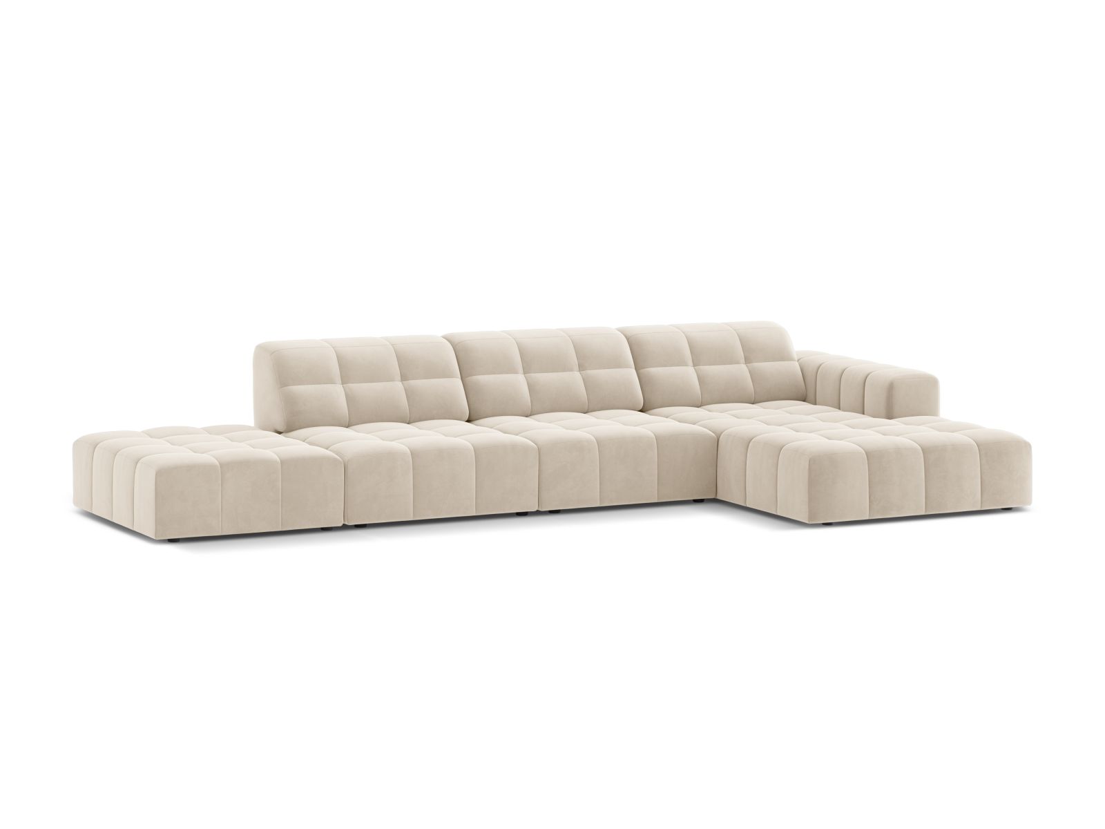 Velvet Right Corner Sofa, "Jennifer", 5 Seats, 348x167x78