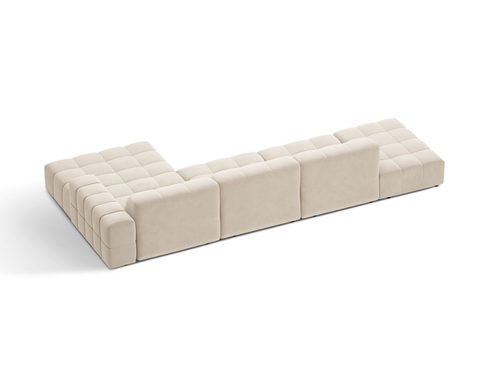 Velvet Right Corner Sofa, "Jennifer", 5 Seats, 348x167x78