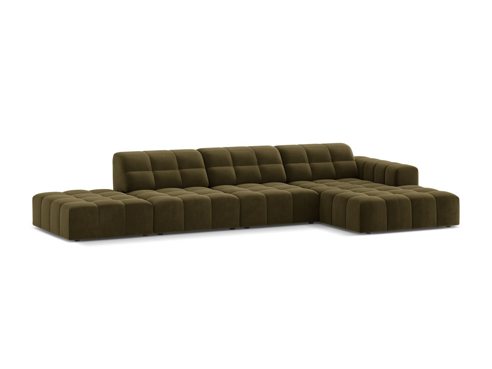 Velvet Right Corner Sofa, "Jennifer", 5 Seats, 348x167x78