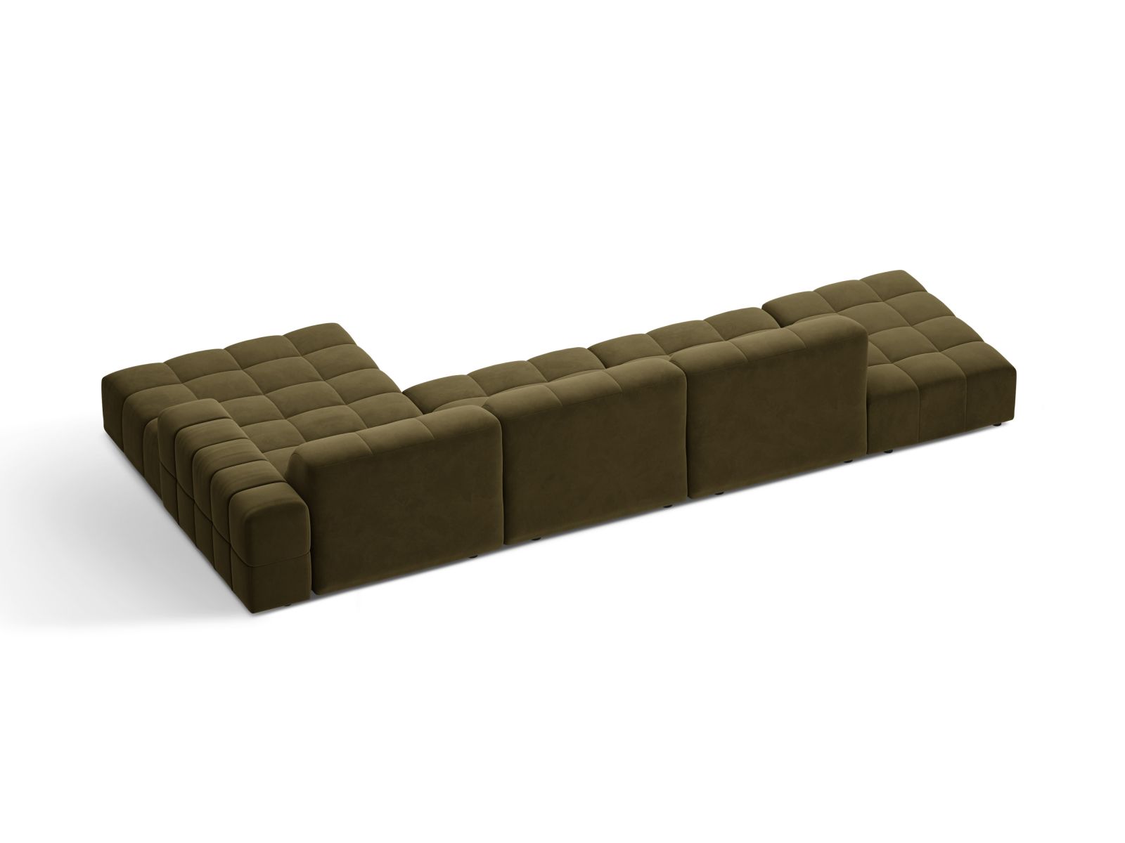 Velvet Right Corner Sofa, "Jennifer", 5 Seats, 348x167x78