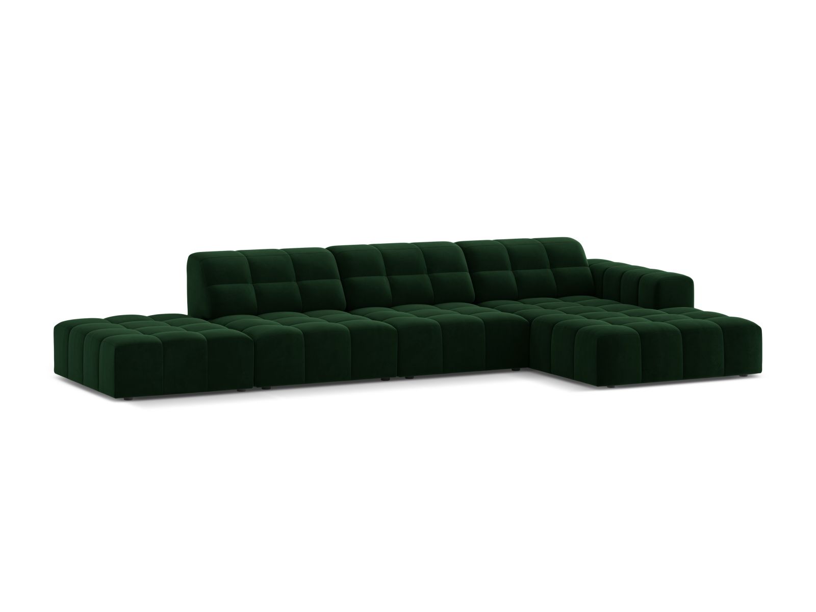 Velvet Right Corner Sofa, "Jennifer", 5 Seats, 348x167x78