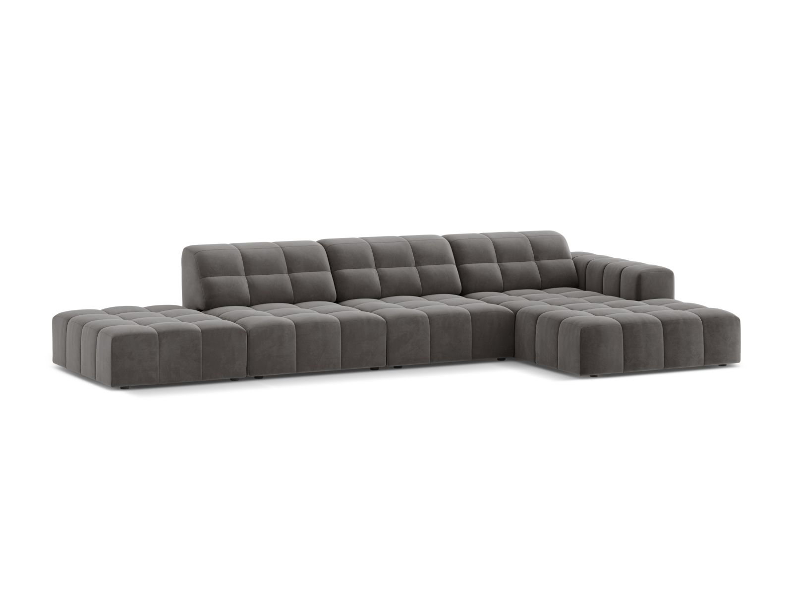 Velvet Right Corner Sofa, "Jennifer", 5 Seats, 348x167x78