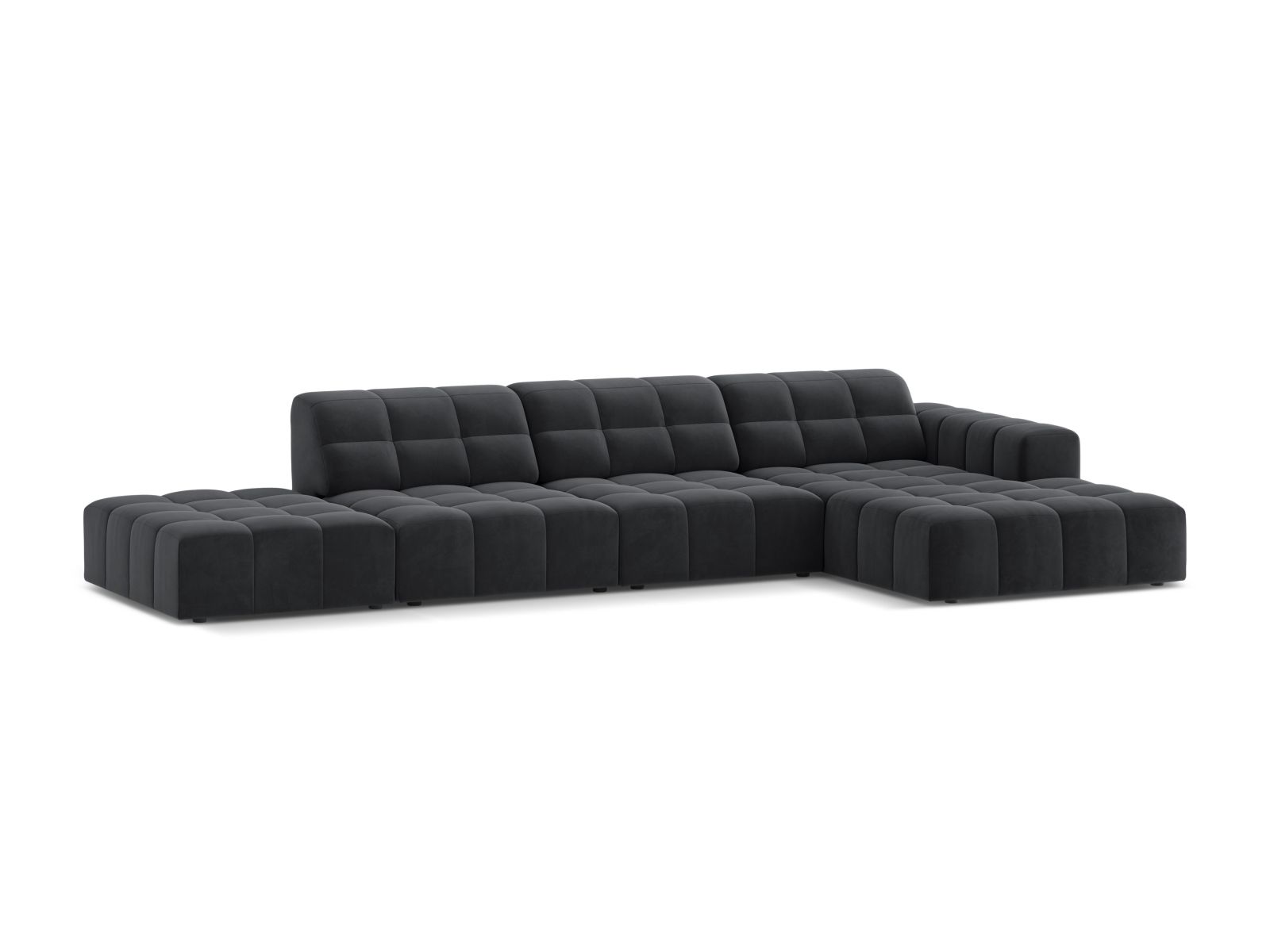 Velvet Right Corner Sofa, "Jennifer", 5 Seats, 348x167x78