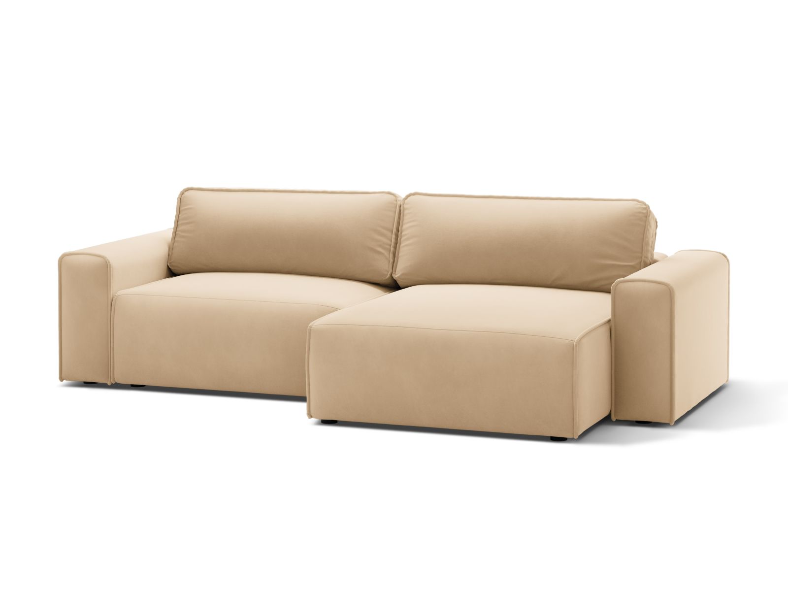 Velvet Right Corner Sofa With Bed Function And Box, "Victor", 3 Seats, 246x148x83