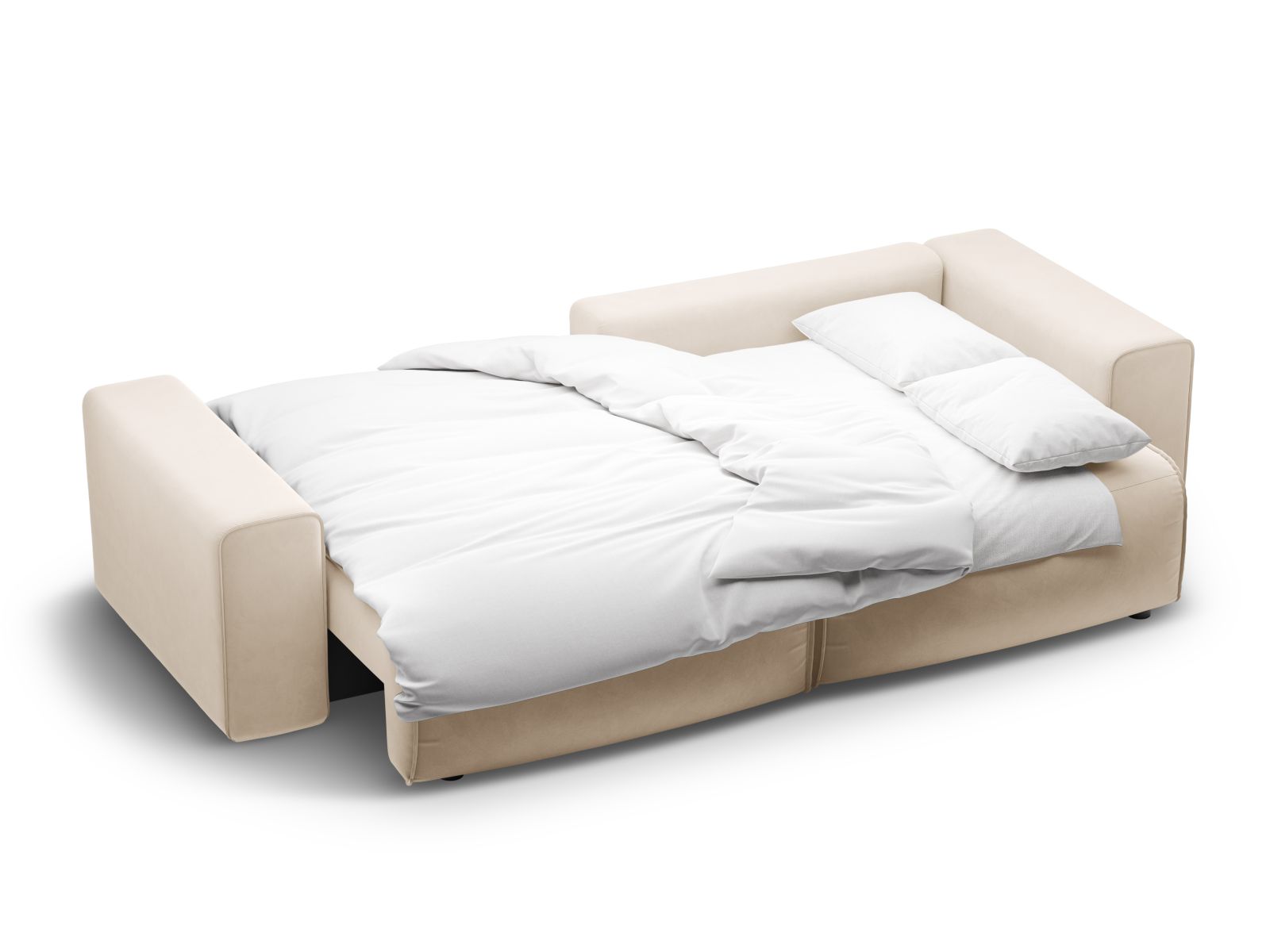 Velvet Right Corner Sofa With Bed Function And Box, "Victor", 3 Seats, 246x148x83