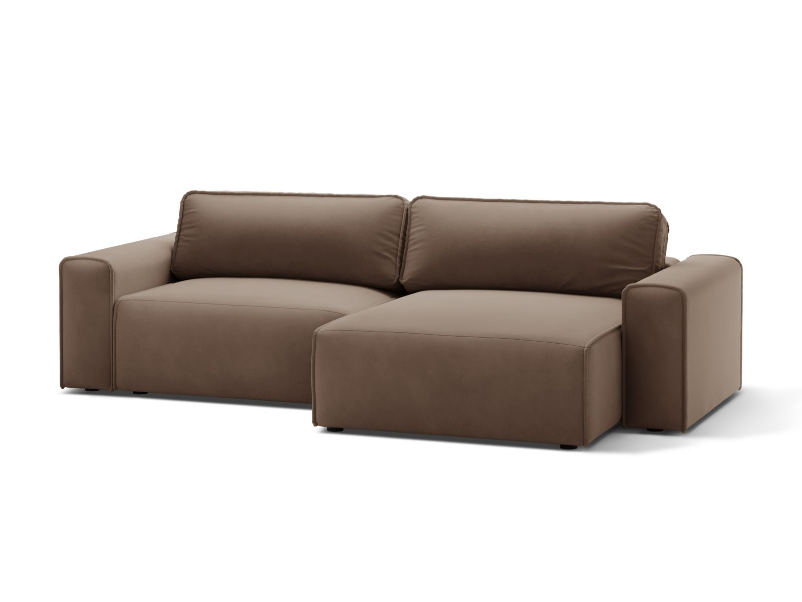 Velvet Right Corner Sofa With Bed Function And Box, "Victor", 3 Seats, 246x148x83