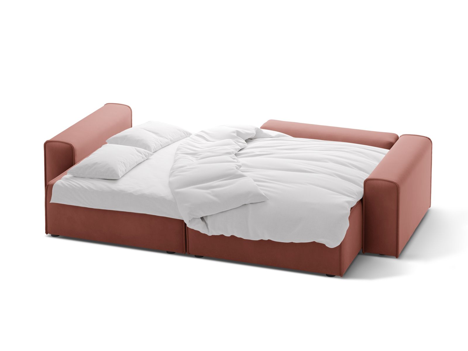 Velvet Right Corner Sofa With Bed Function And Box, "Victor", 3 Seats, 246x148x83
