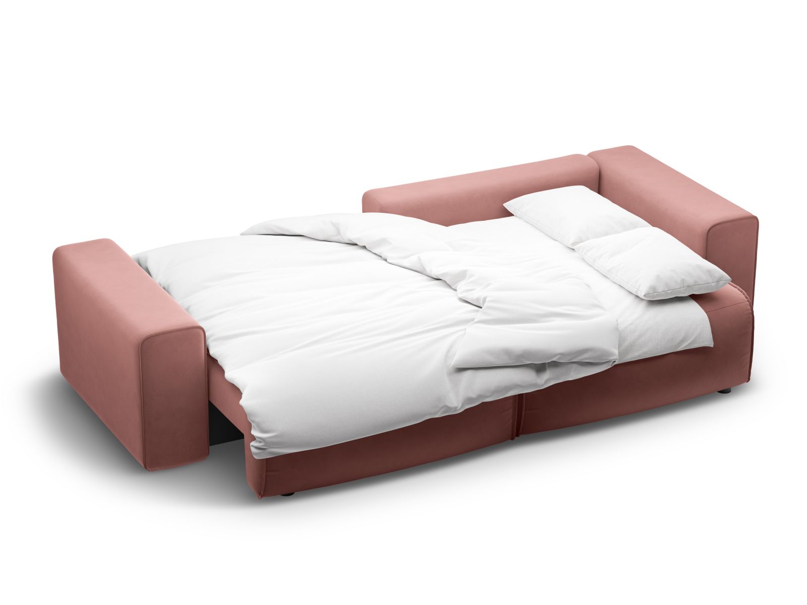 Velvet Right Corner Sofa With Bed Function And Box, "Victor", 3 Seats, 246x148x83