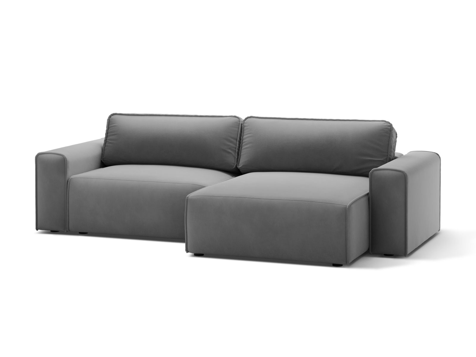 Velvet Right Corner Sofa With Bed Function And Box, "Victor", 3 Seats, 246x148x83