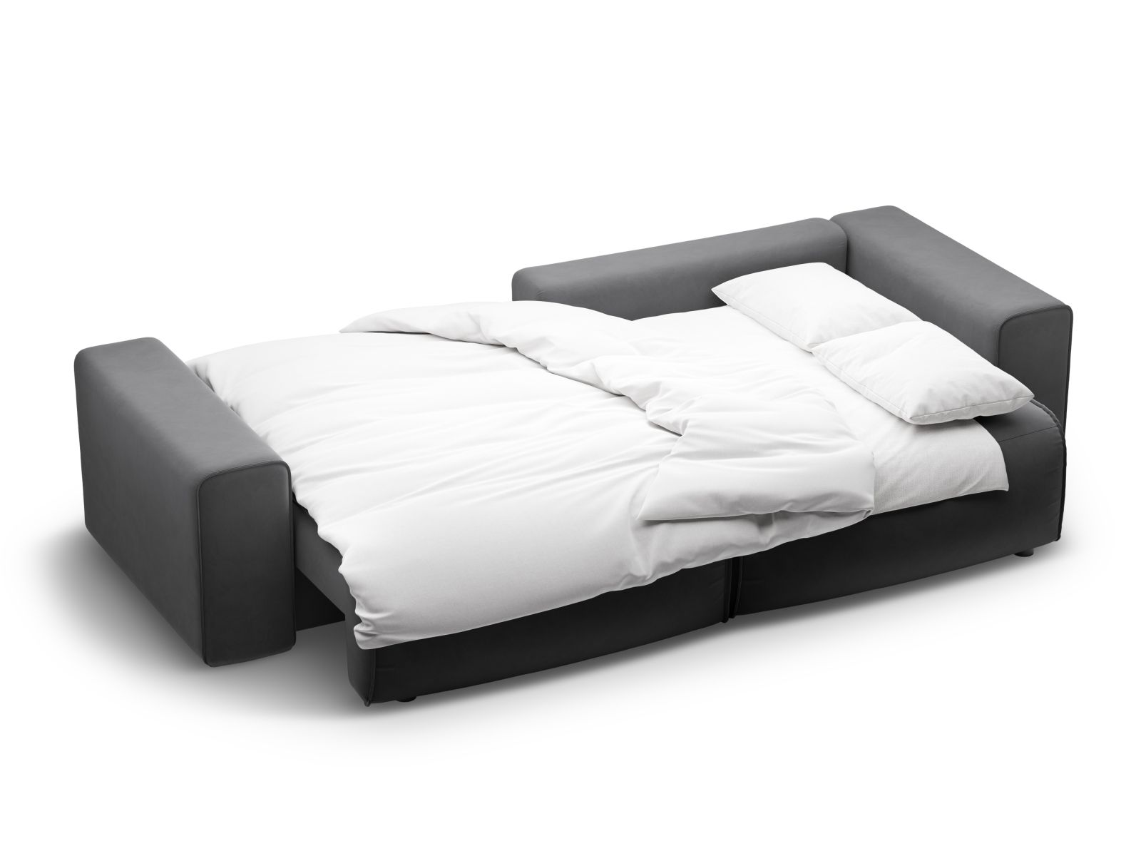 Velvet Right Corner Sofa With Bed Function And Box, "Victor", 3 Seats, 246x148x83