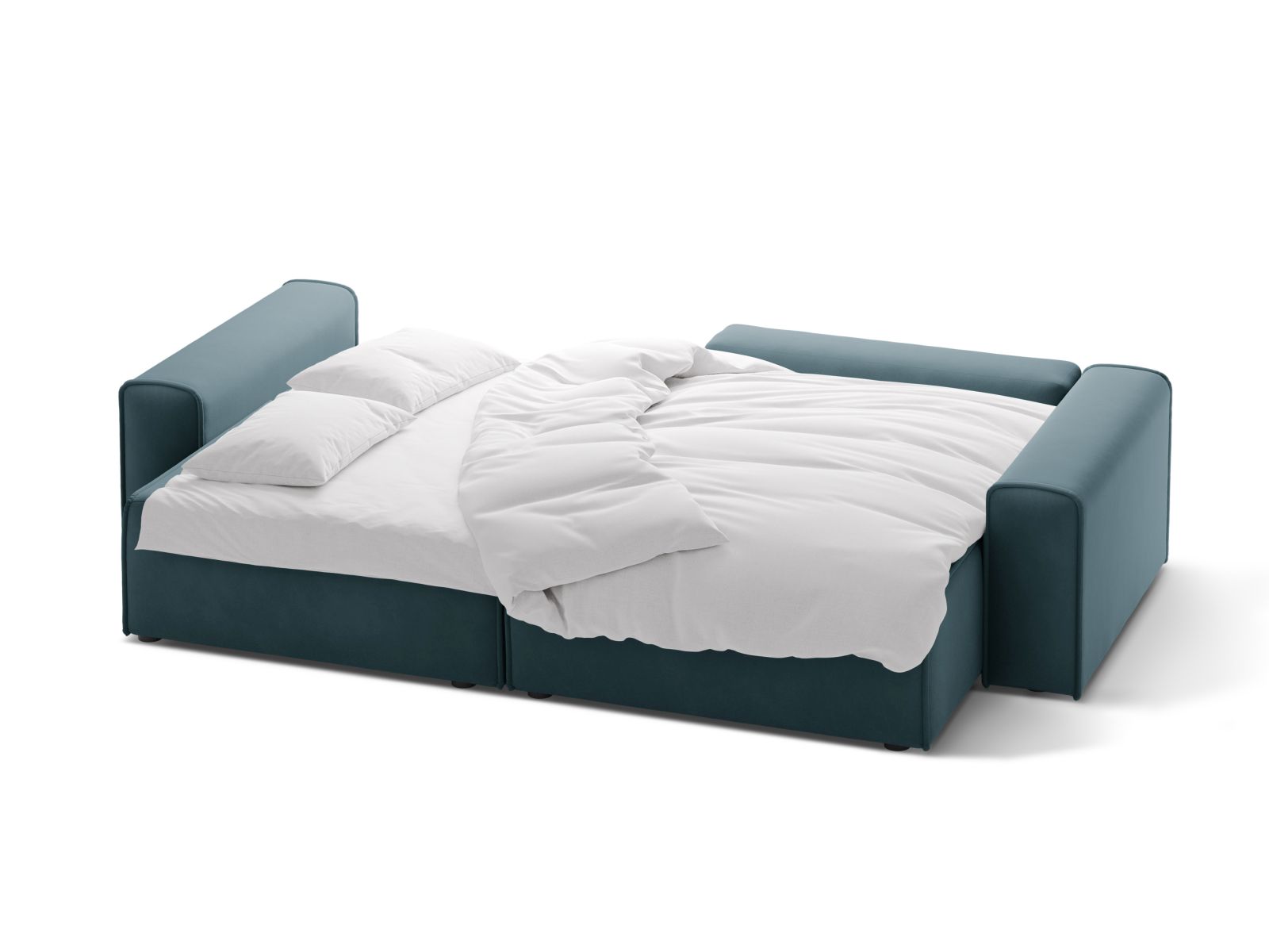 Velvet Right Corner Sofa With Bed Function And Box, "Victor", 3 Seats, 246x148x83