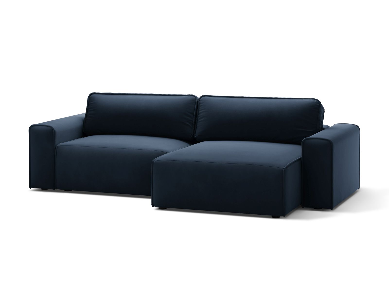 Velvet Right Corner Sofa With Bed Function And Box, "Victor", 3 Seats, 246x148x83