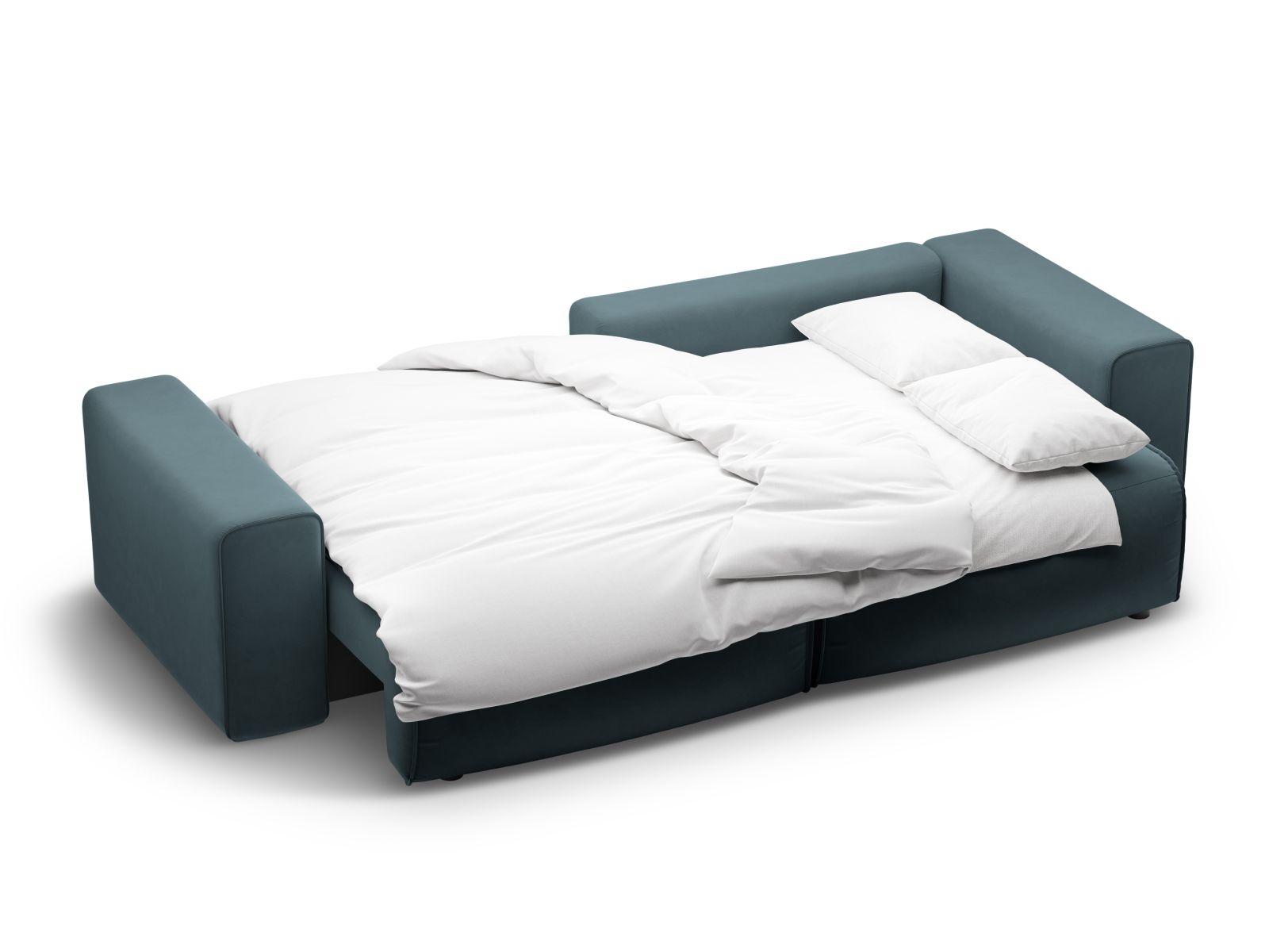 Velvet Right Corner Sofa With Bed Function And Box, "Victor", 3 Seats, 246x148x83