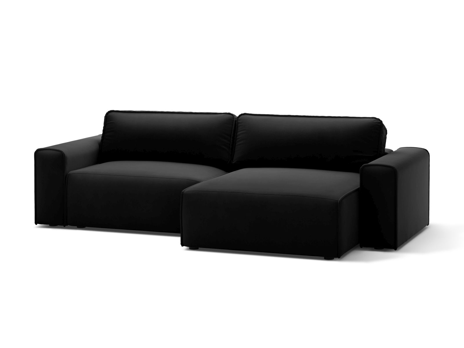 Velvet Right Corner Sofa With Bed Function And Box, "Victor", 3 Seats, 246x148x83