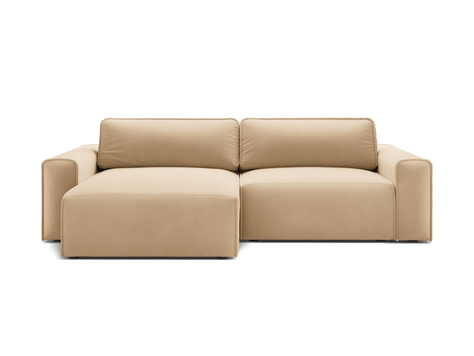 Velvet Left Corner Sofa With Bed Function And Box, "Victor", 3 Seats, 246x148x83