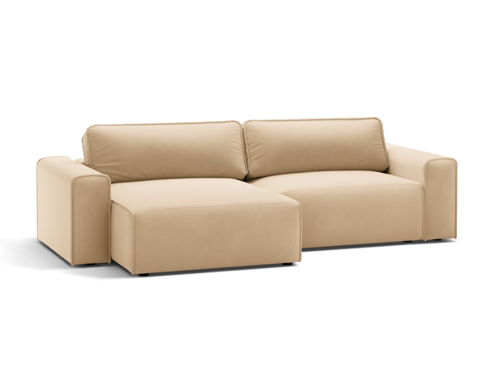 Velvet Left Corner Sofa With Bed Function And Box, "Victor", 3 Seats, 246x148x83