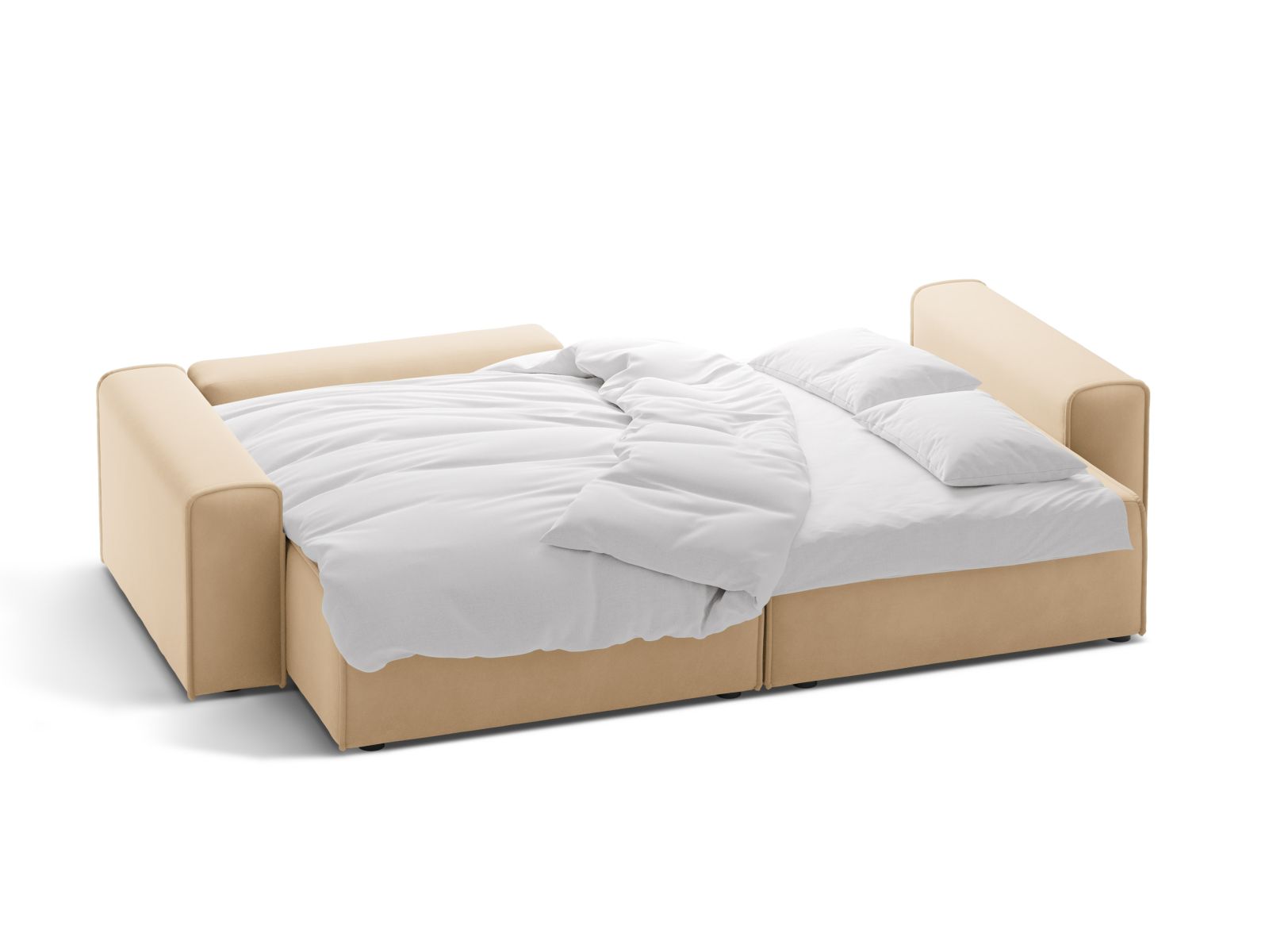 Velvet Left Corner Sofa With Bed Function And Box, "Victor", 3 Seats, 246x148x83