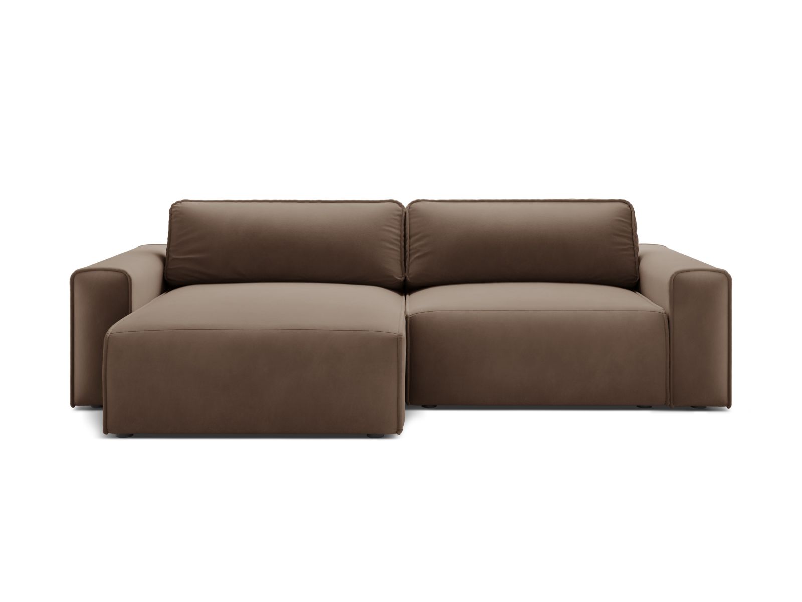 Velvet Left Corner Sofa With Bed Function And Box, "Victor", 3 Seats, 246x148x83