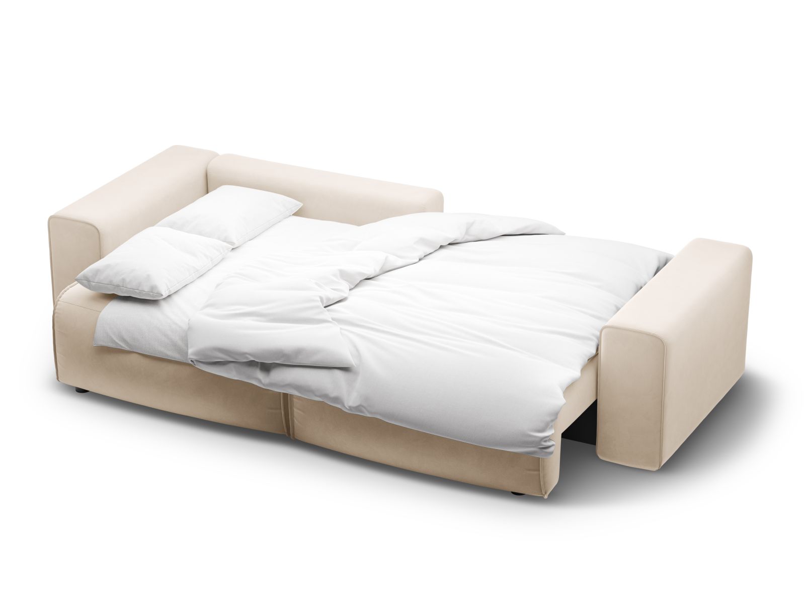 Velvet Left Corner Sofa With Bed Function And Box, "Victor", 3 Seats, 246x148x83