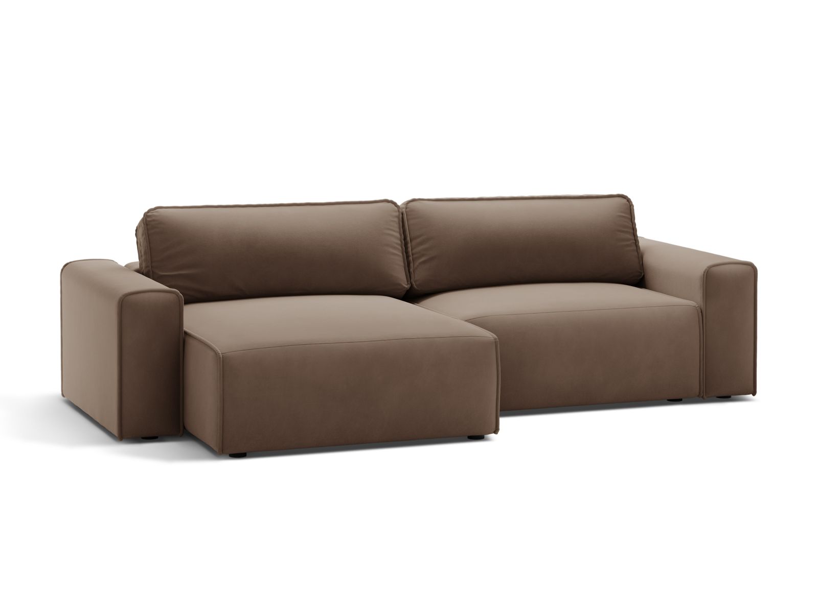 Velvet Left Corner Sofa With Bed Function And Box, "Victor", 3 Seats, 246x148x83
