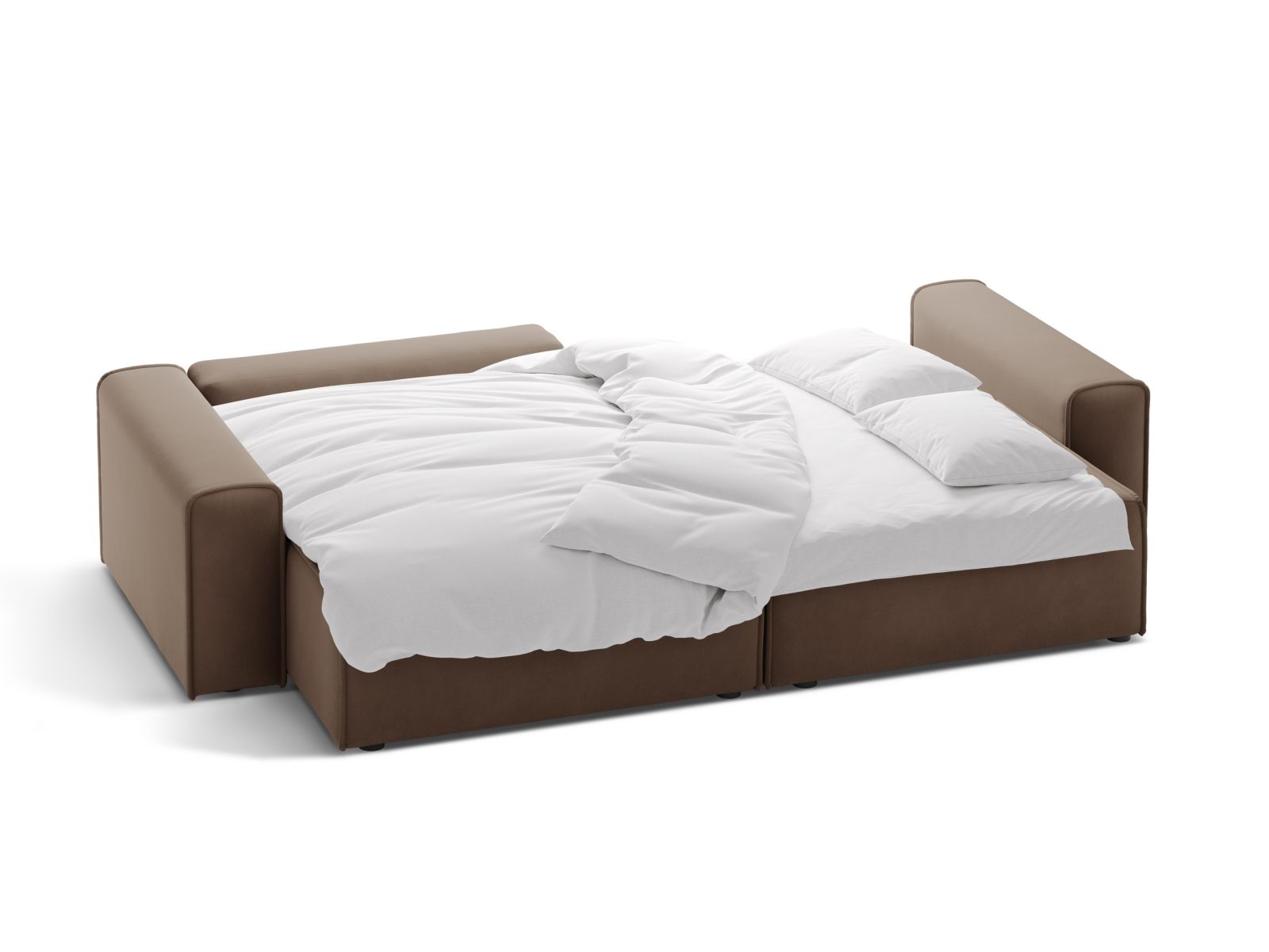 Velvet Left Corner Sofa With Bed Function And Box, "Victor", 3 Seats, 246x148x83