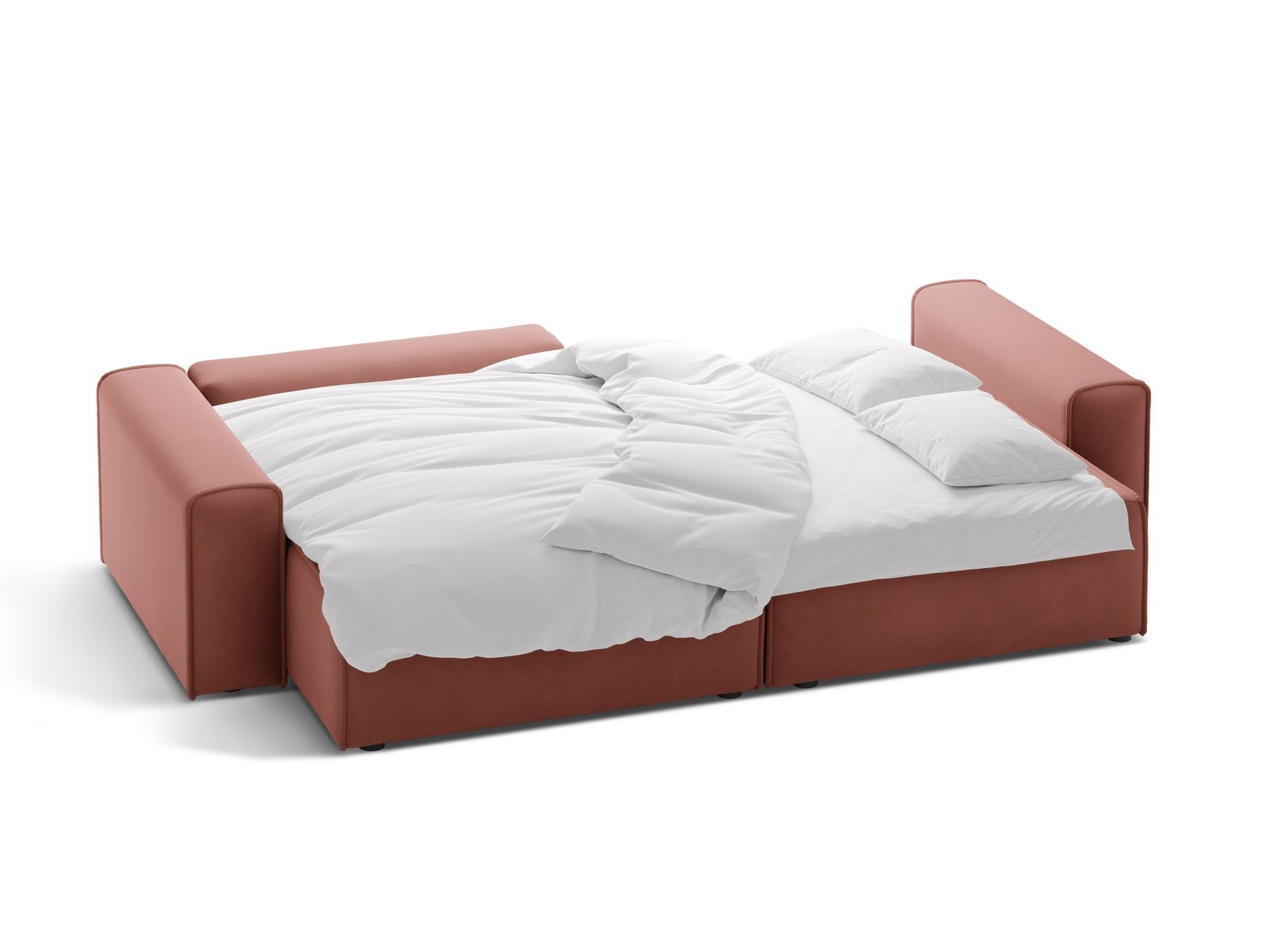 Velvet Left Corner Sofa With Bed Function And Box, "Victor", 3 Seats, 246x148x83