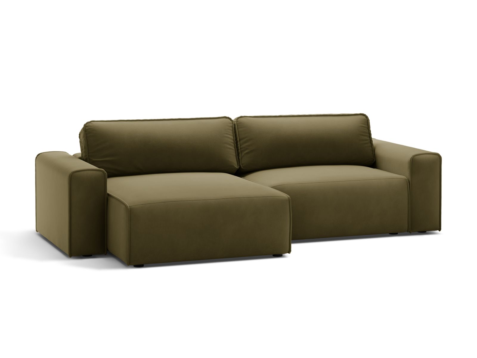 Velvet Left Corner Sofa With Bed Function And Box, "Victor", 3 Seats, 246x148x83