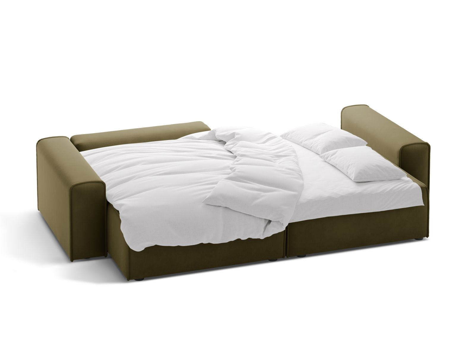 Velvet Left Corner Sofa With Bed Function And Box, "Victor", 3 Seats, 246x148x83