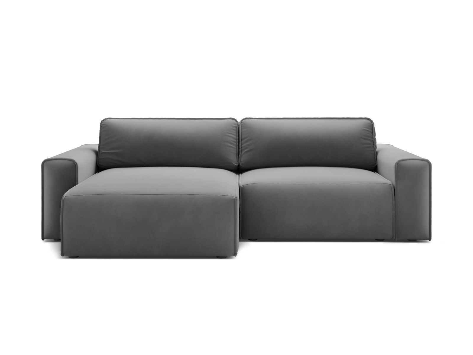 Velvet Left Corner Sofa With Bed Function And Box, "Victor", 3 Seats, 246x148x83