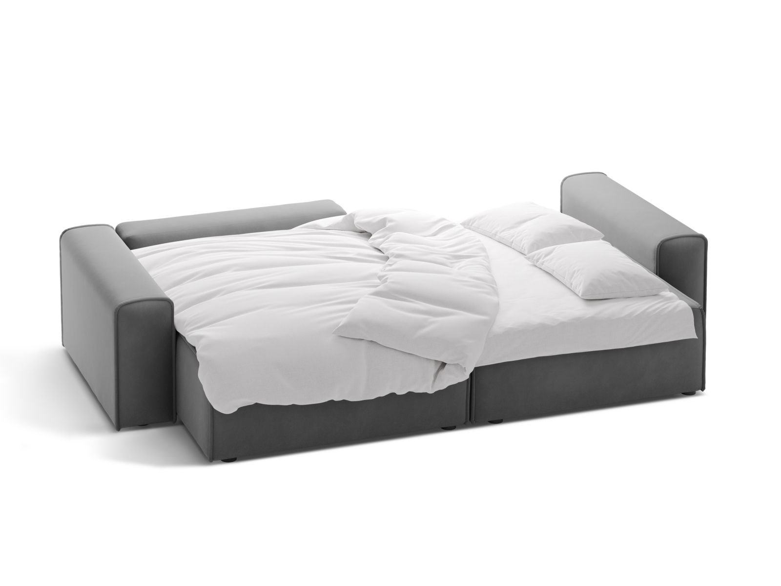 Velvet Left Corner Sofa With Bed Function And Box, "Victor", 3 Seats, 246x148x83