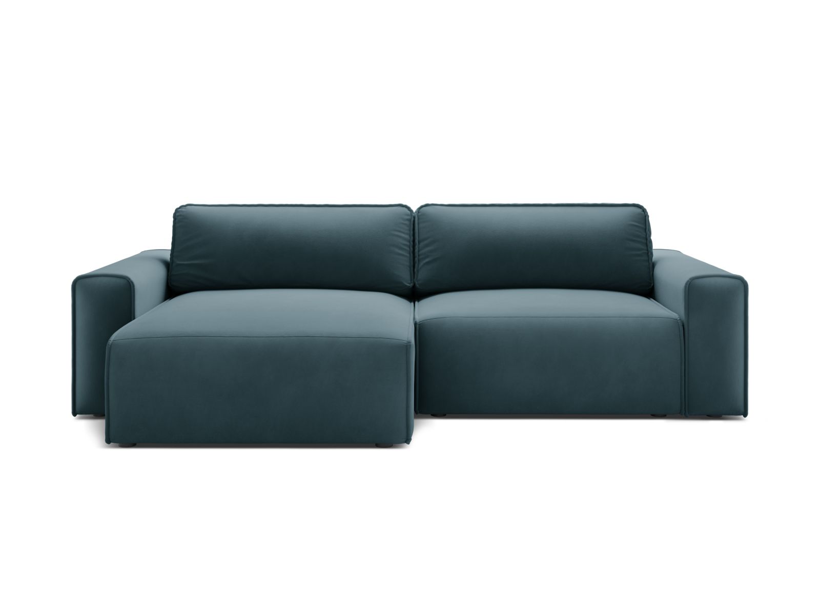 Velvet Left Corner Sofa With Bed Function And Box, "Victor", 3 Seats, 246x148x83