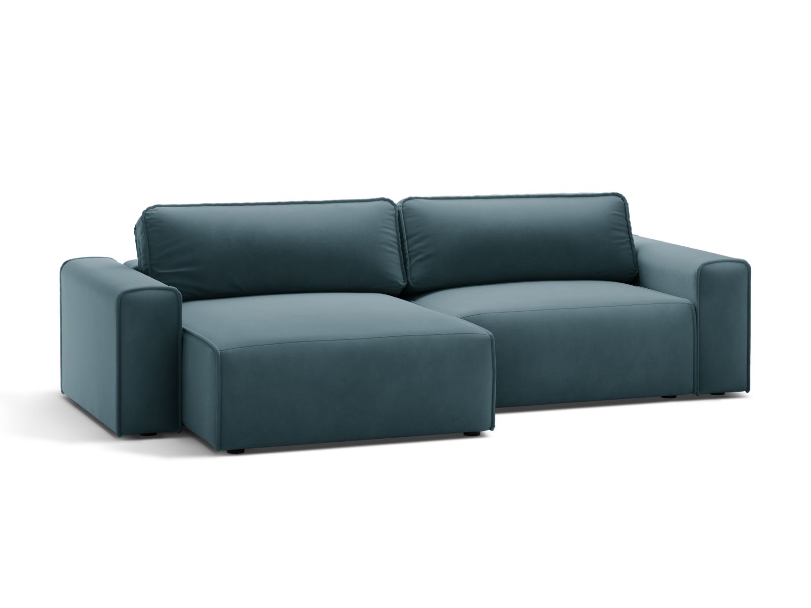 Velvet Left Corner Sofa With Bed Function And Box, "Victor", 3 Seats, 246x148x83