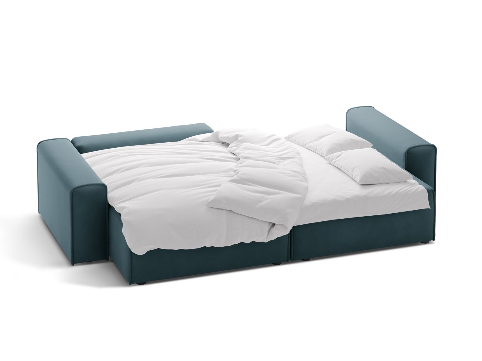 Velvet Left Corner Sofa With Bed Function And Box, "Victor", 3 Seats, 246x148x83